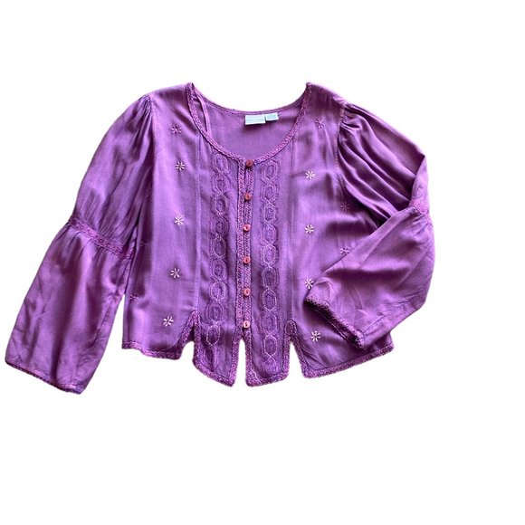 More By Lata PL Purple Bohemian Style Blouse - Picture 4 of 8
